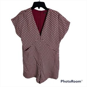 Zara Romper W/ Pockets Small Short Sleeve Burgundy Women’s Shorts